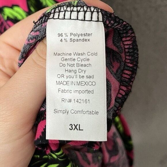 Skirt Maxi 3XL Floral Rose Y2K Comfort Pull On Stretch Pink Green Beach XXXL - Picture 3 of 8